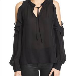 Parker Majorie Cold Shoulder Ruffle Blouse (M | Gray)